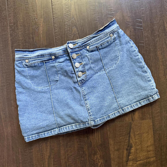 Vintage Y2k Xhilaration Denim Skort Skirt Waist 29 Cotton Blend Mini Micro Skirt